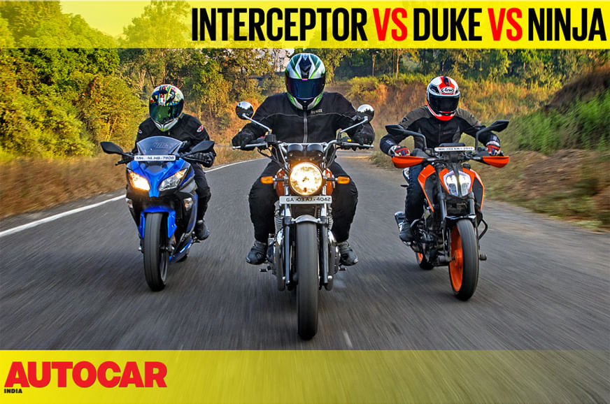 Interceptor 650 vs 390 Duke vs Ninja 300 comparison video
