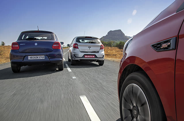 Ford Figo vs Tata Tiago JTP vs Maruti Suzuki Swift comparison