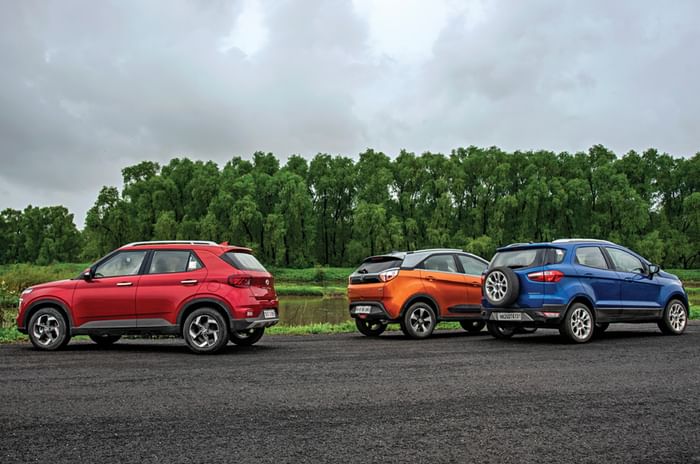 Hyundai Venue vs Ford EcoSport vs Tata Nexon petrol AT comparison Hyundai Venue vs Ford EcoSport vs Tata Nexon petrol AT comparison