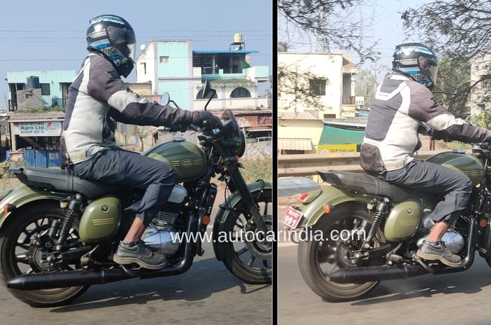 Jawa Forty Two with alloy wheels, blacked-out theme seen testing