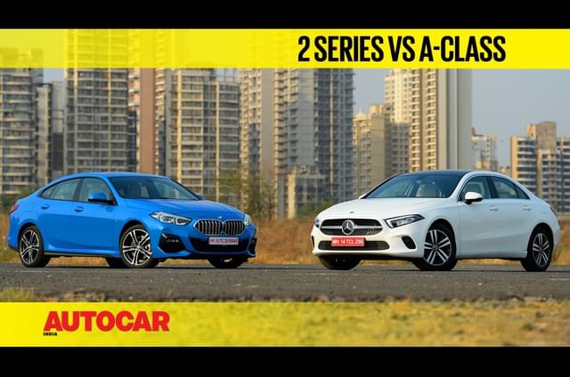 Mercedes-Benz A-class sedan vs BMW 2 Series Gran Coupe comparison video