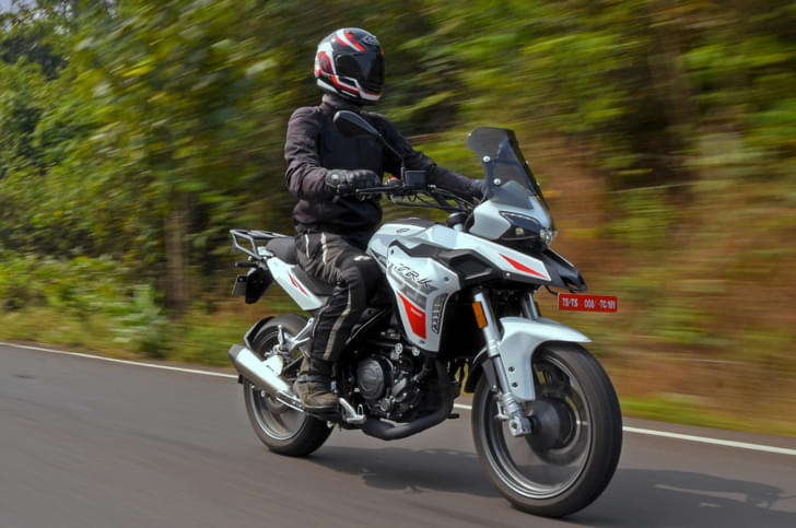 Front three-quarter riding shot of Benelli TRK 251