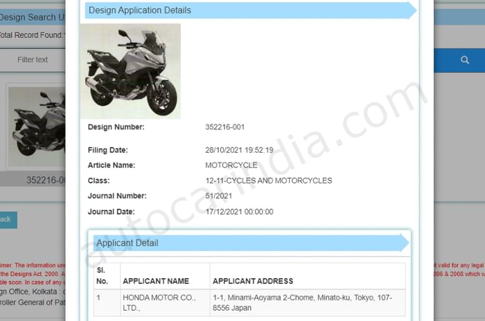 Honda India files patent for NT1100 tourer in India