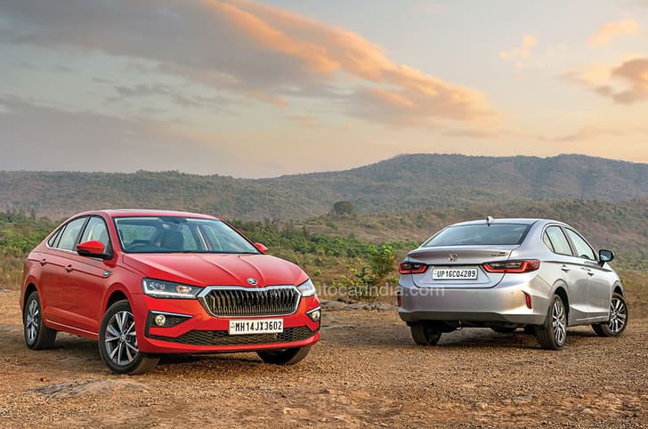 Skoda Slavia vs Honda City parked