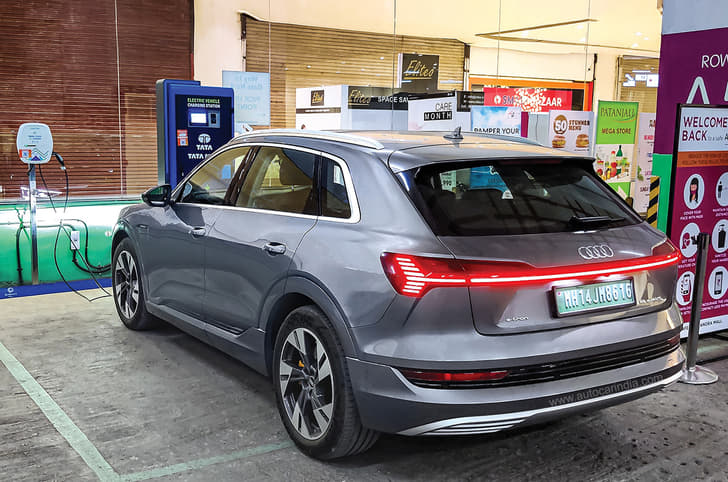 Audi e-tron 55 rear three quarter 