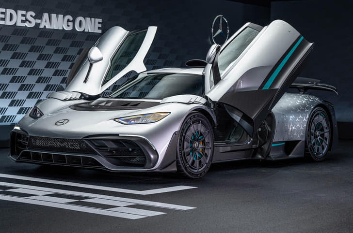 Mercedes AMG One front three quarter doors open