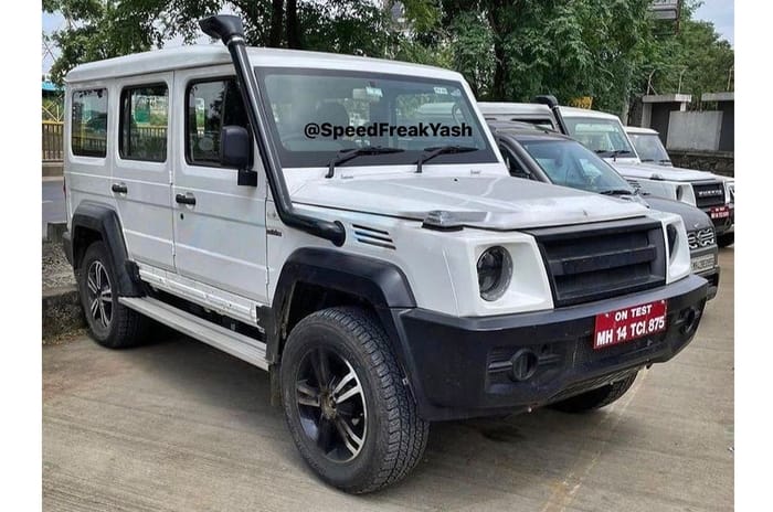 5 door Force Gurkha spied in near-production guise 5 door Force Gurkha spied front quarter