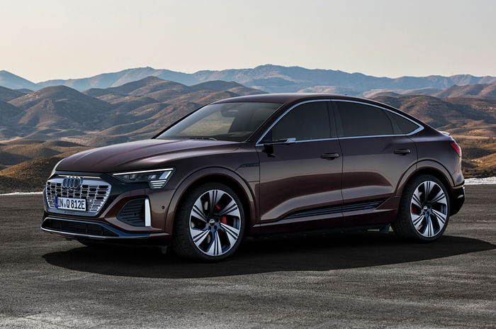 Audi Q8 Sportback e-tron front three quarter.