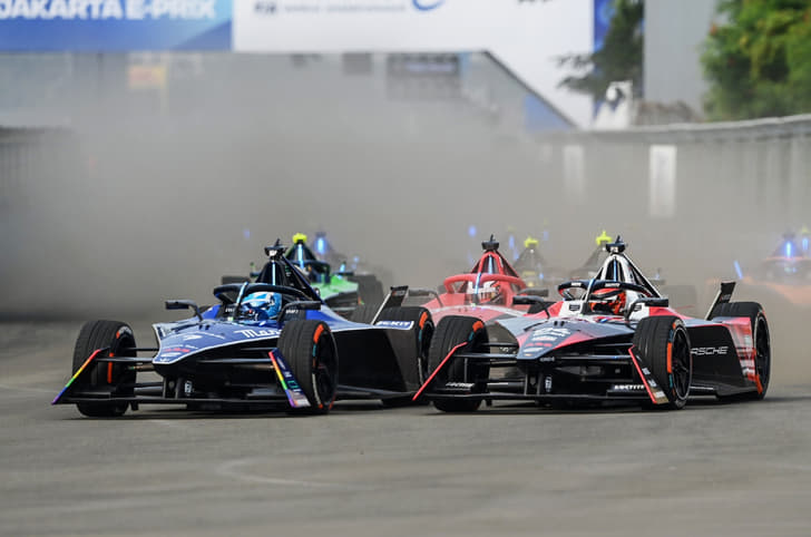 Max Guenther, Pascal Wehrlein at Jakarta E-Prix Formula E race.