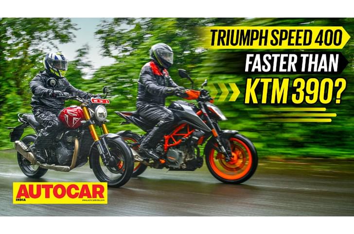 Speed 400 price, compared with KTM 390 Duke, video review.