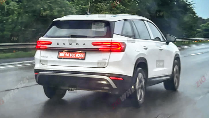 Rear profile of the next-gen Skoda Kodiaq.