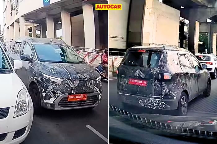 renault triber facelift test mule spied