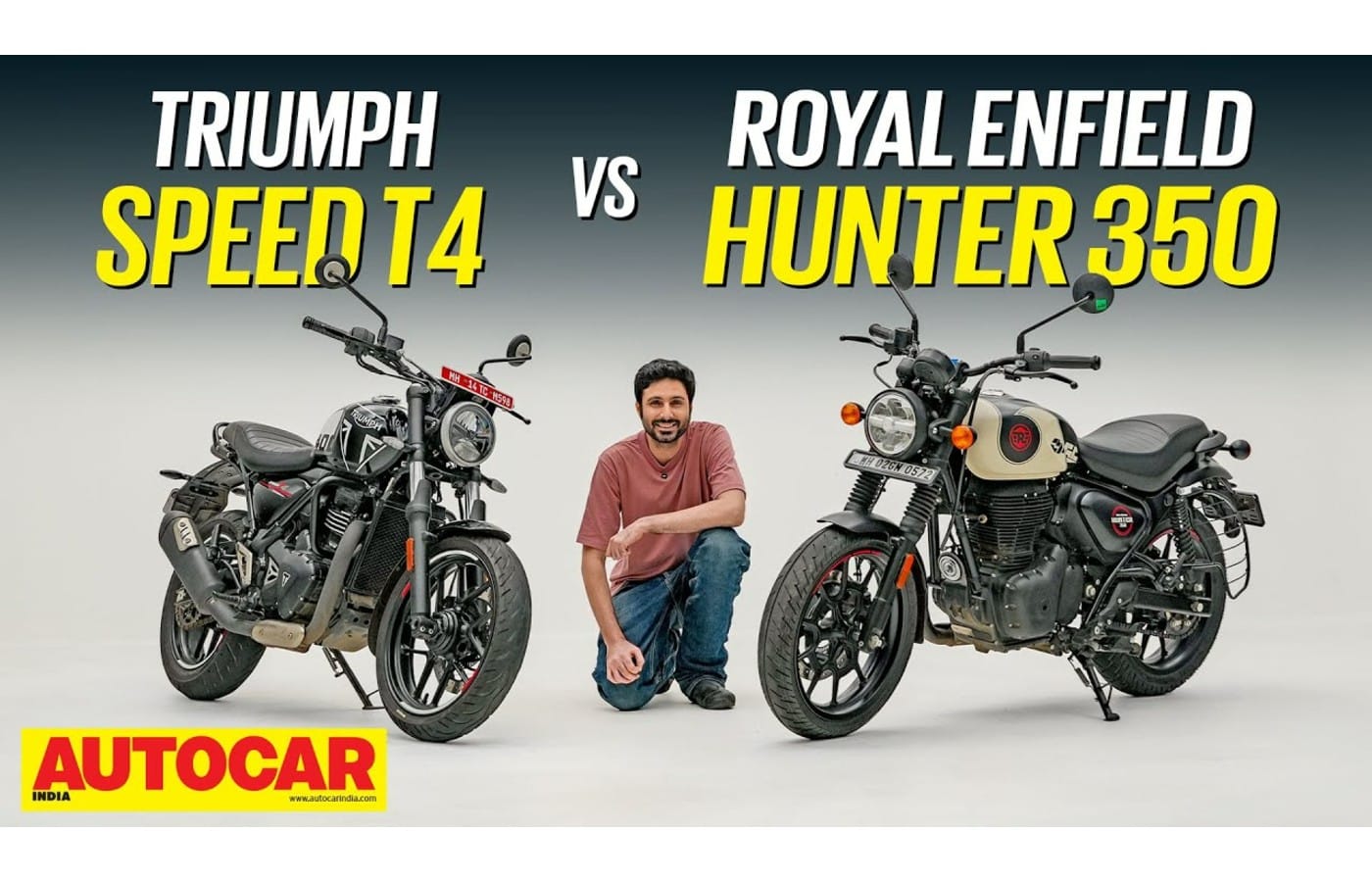 Royal Enfield Hunter 350 vs Triumph Speed T4 comparison video
