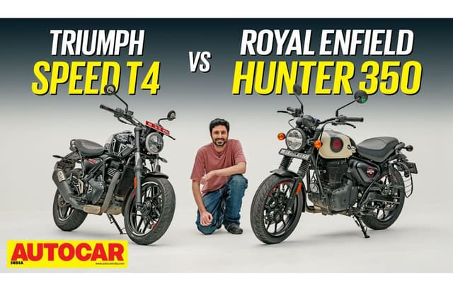 Royal Enfield Hunter 350 vs Triumph Speed T4 comparison video
