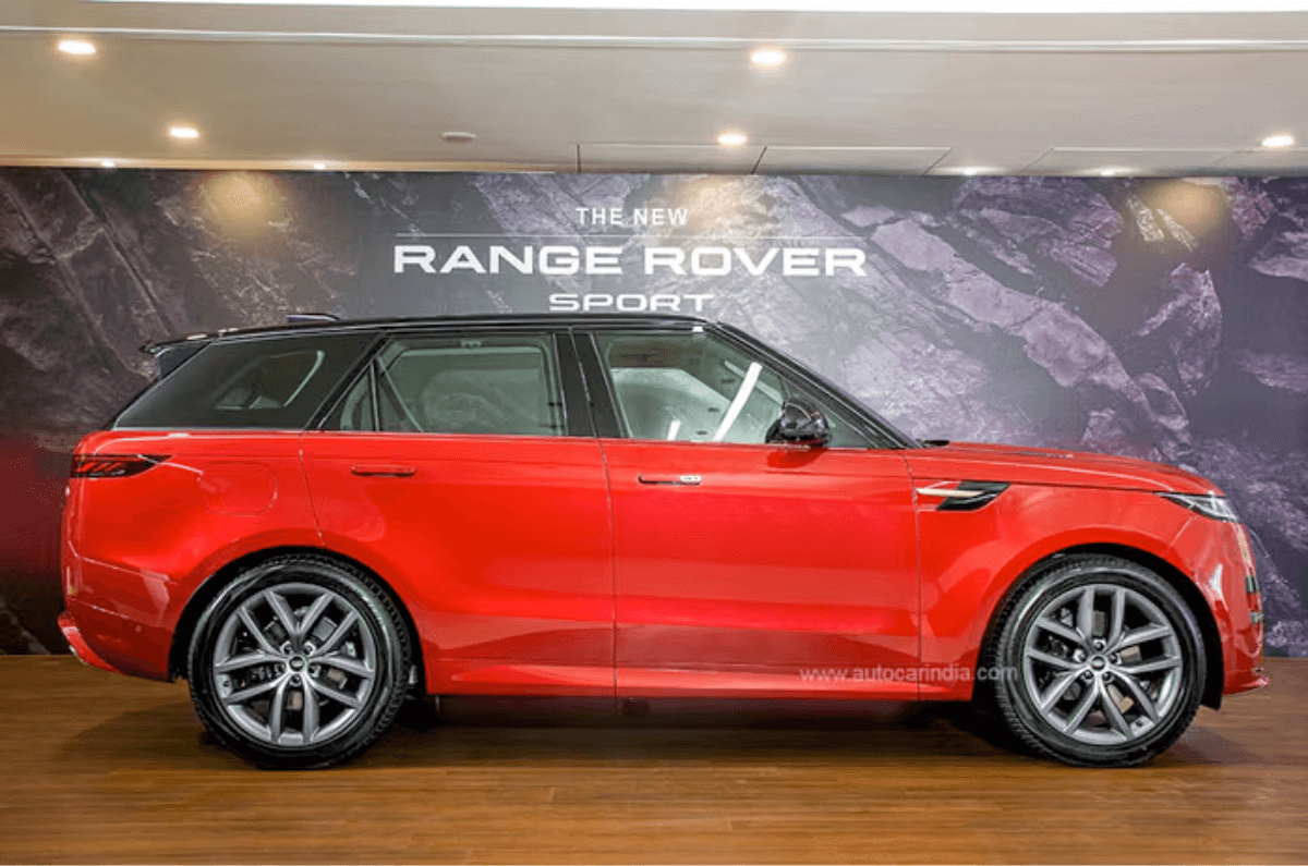 Range Rover Sport in showroom in red color