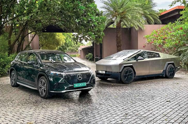 Mercedes EQS SUV and Tesla Cybertruck