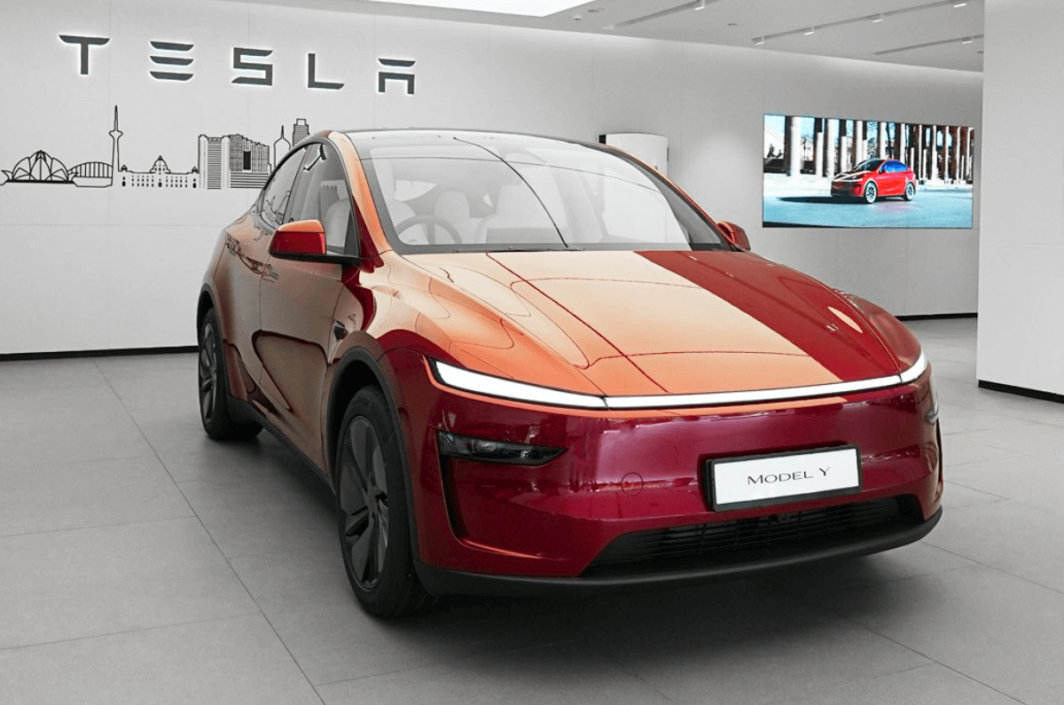 Tesla Model Y in red color