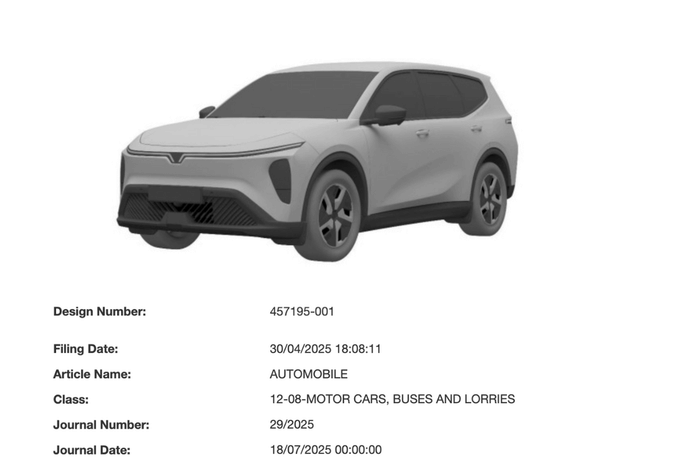 New Vinfast 7 seat SUV design patent filed in India Vinfast Limo Green patent filed in India