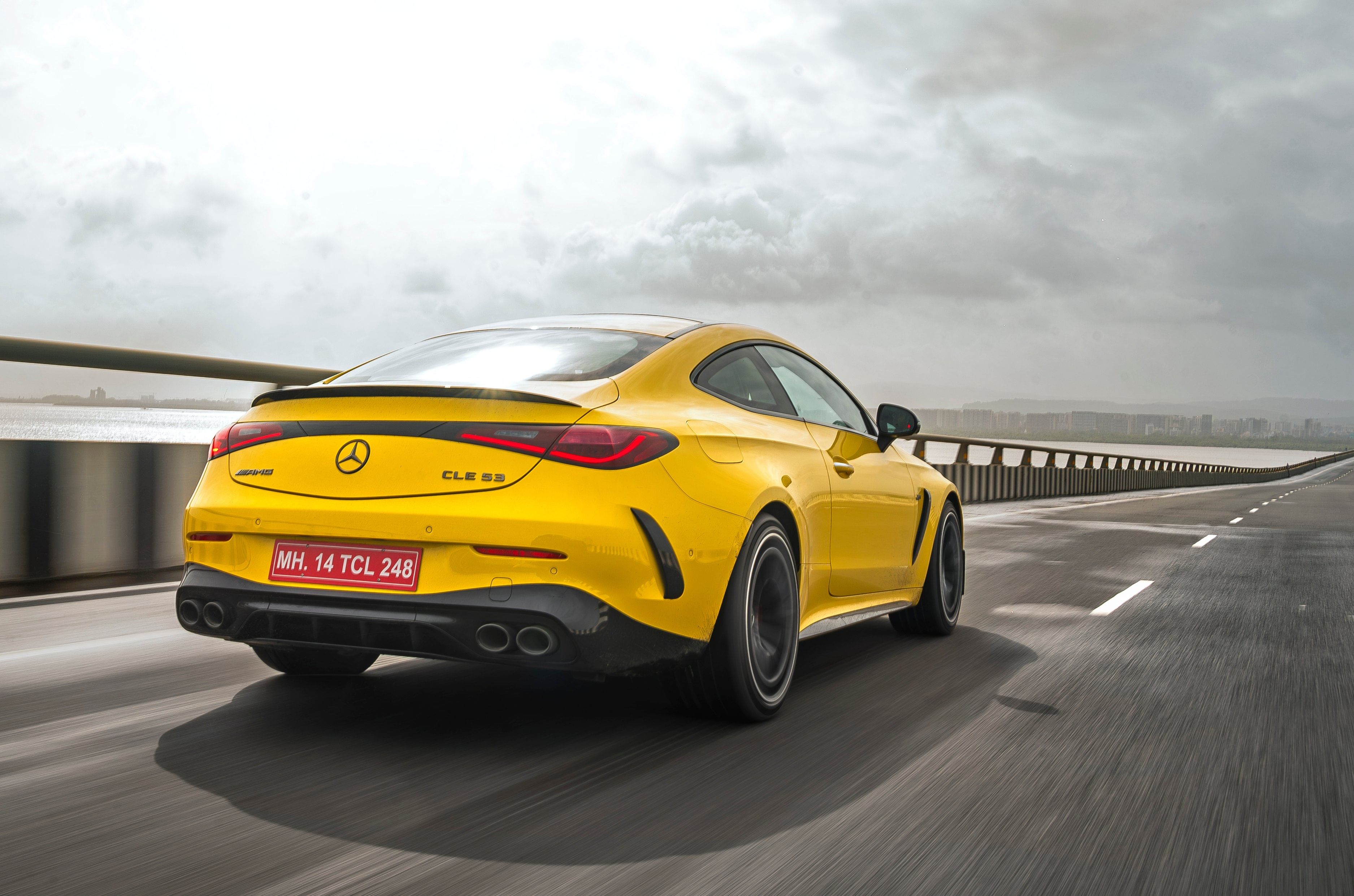 Mercedes AMG CLE 53 Coupe rear tracking shot