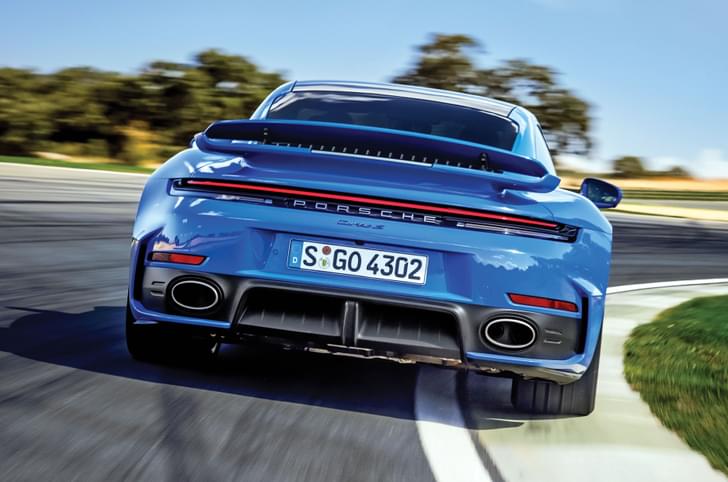2025 Porsche 911 Turbo S rear head on track cornering