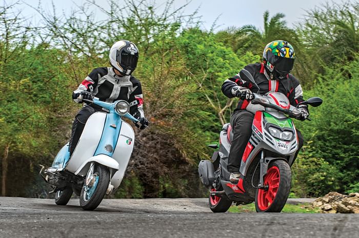 1962 Lambretta Li 150 vs 2018 Aprilia SR 150 action 1962 Lambretta Li 150 vs 2018 Aprilia SR 150 action