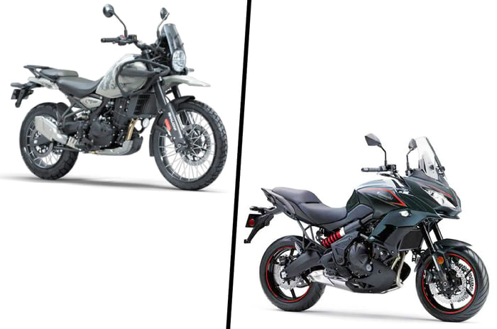 New Himalayan, Kawasaki Versys 650 composite image. Royal Enfield Himalayan price, touring comfort, seat height