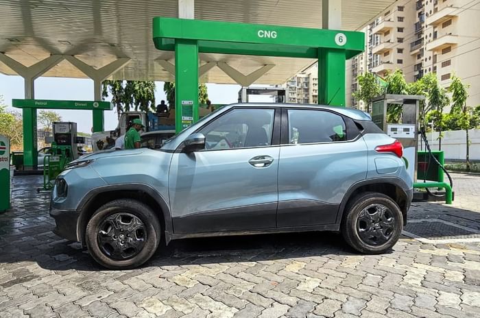 Tata Punch CNG filling at pump