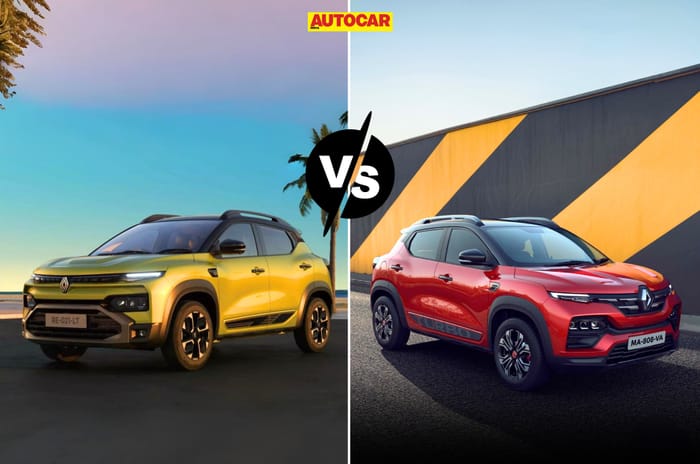 Renault Kiger new and old in one picture standing next to each other