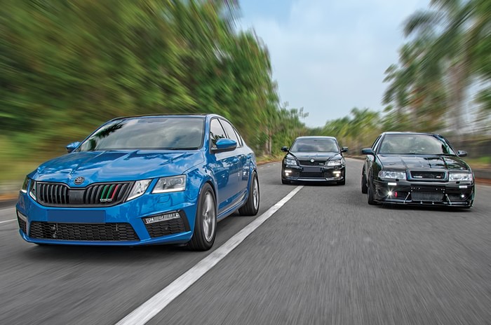 Three generations of modded Skoda vRS driven