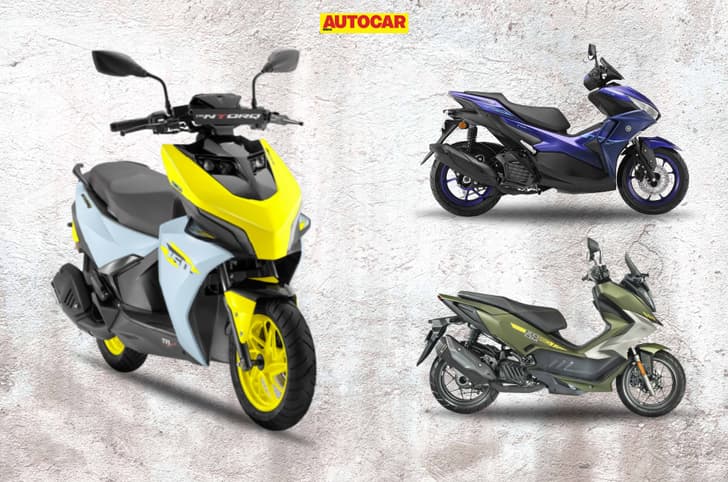 Composite image of Ntorq 150, Aerox 155, and Xoom 160