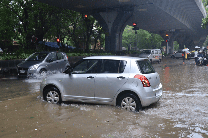 Maruti Swift in flood