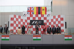 Three top finishers &#8211; Vettel, Button and Alonso in the post-race press conference.