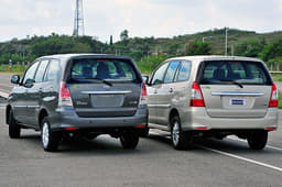 The current Innova (l) vs the face-lift Innova.