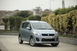 The Ertiga has a familiar face due to the typically Suzuki slot-like grille, peeled back headlamps &#224; la the Swift and the A-pillar and swollen bonnet similar to the Ritz.