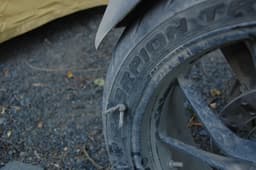 The Pirelli Scorpion Trail tyres on the Ducati too a beating on these roads