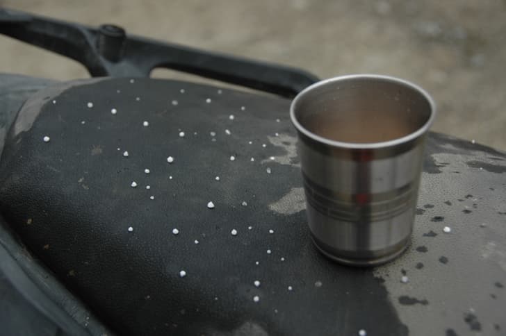 Tiny hail stones just as we approach the 14,000ft Sach Pass.