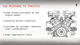 With 730bhp, an 8700rpm rev limiter and a compression ratio of 13.5:1, this 65-degree V12 is something extra special.