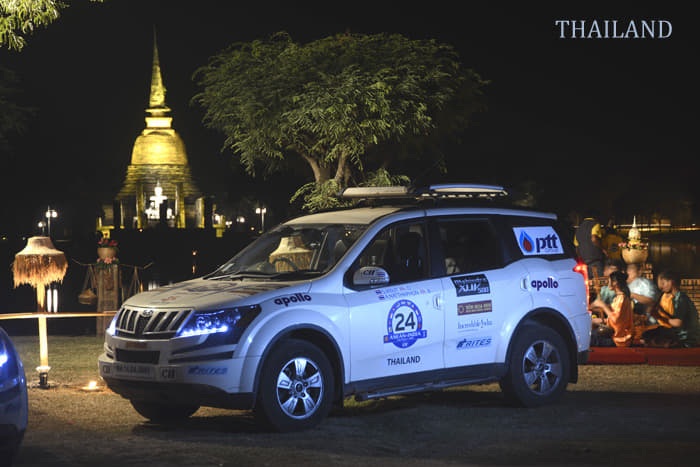 Participants of the rally were treated to a fantastic sound and light show amongst ancient monuments of Sukhothai in Thailand.