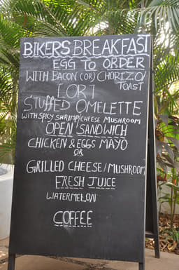 The Biker Breakfast Menu at J&A's, Baga. 