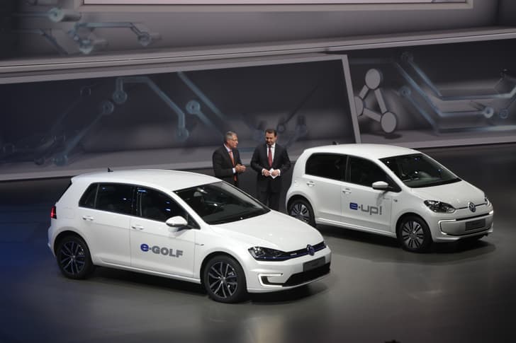 VW unveiled electric versions of the Golf and Up.