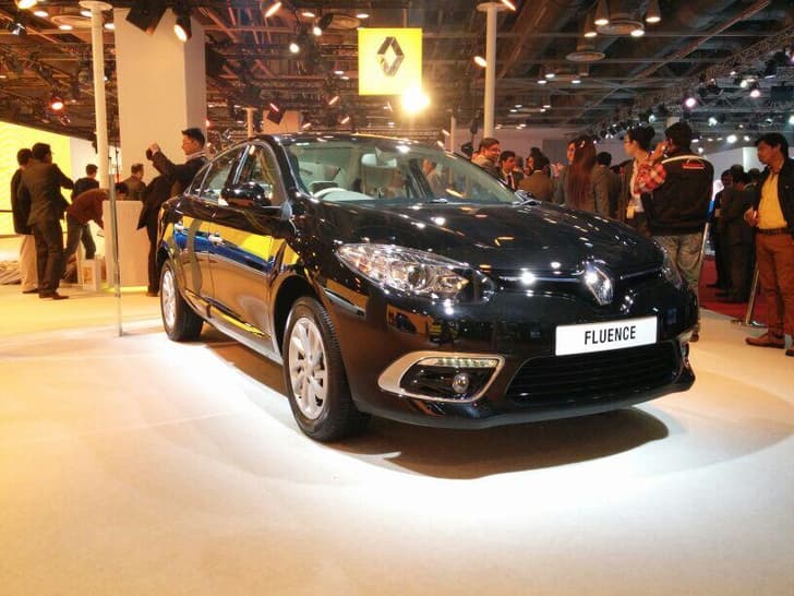 The Fluence facelift is on display at Auto Expo