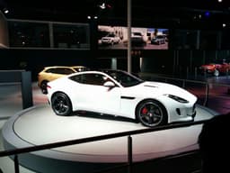 The F Type Coupe is being shown at the Auto Expo
