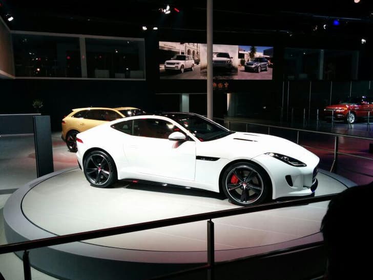 The F Type Coupe is being shown at the Auto Expo