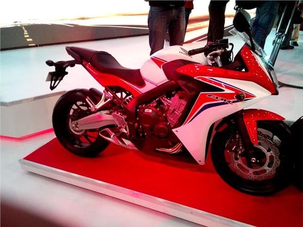 Honda displayed the CBR650F that gets an all-new, four-cylinder 87bhp motor.