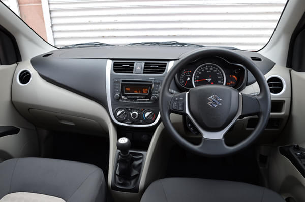 Dashboard looks upmarket, steering wheel shared with higher Maruti models like the swift.  Image - 6319