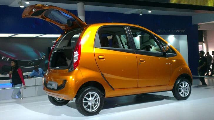 Tata Motors has unveiled the new Nano Twist Active with opening tailgate at the Auto Expo 2014.