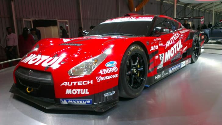 Nissan is displaying the GT-R in full GT500 race spec at the Auto Expo 2014.