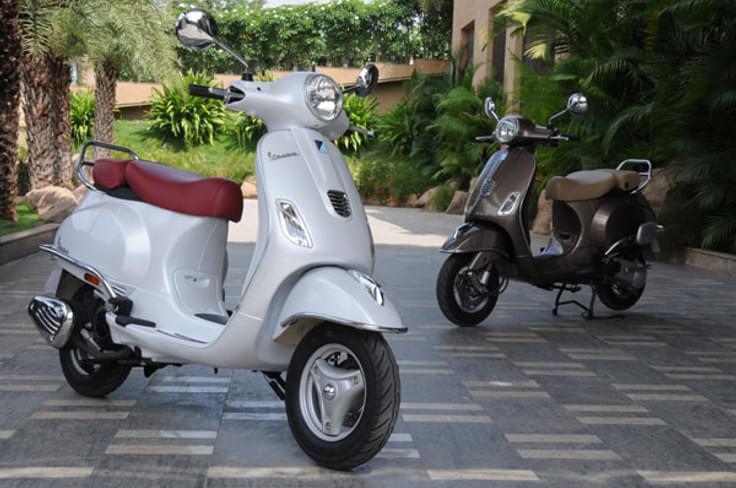 Limited edition Vespa Elegante is available in two colour options, white with dark red seat and brown with beige seat. Limited edition Vespa Elegante is available in two colour options, white with dark red seat and brown with beige seat.