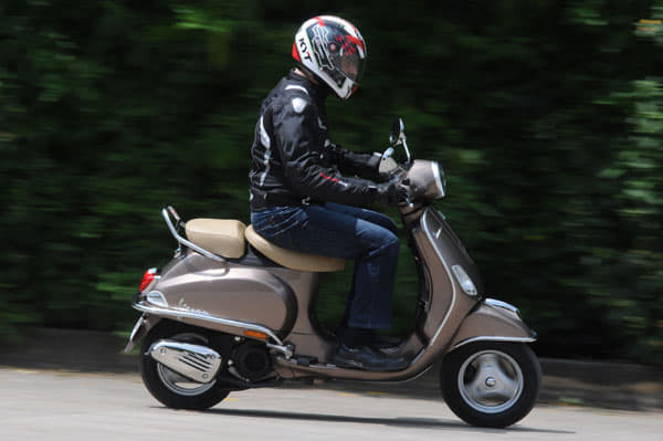 Comfortable seat and upright posture make Vespa a pleasure to ride.