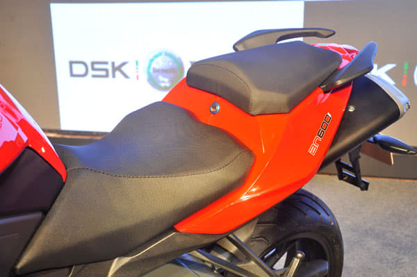 The sporty TNT600i gets a stylish split seating arrangement. 